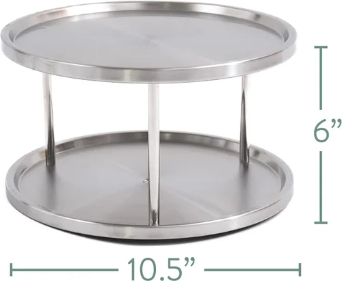 Vista 3 de Estilo Lazy Susan de acero inoxidable - diseño de 2 niveles, gira 360 º