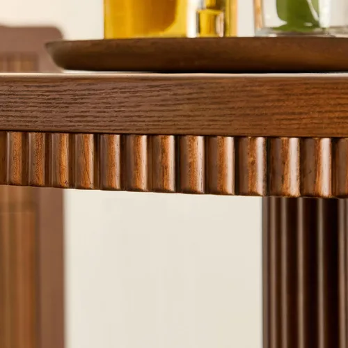Vista 9 de JUSTONE Mesa de comedor redonda de 47.2'' para 4 personas, mesa de cocina moderna de madera con diseño de rejilla circular base de pedestal, mesa