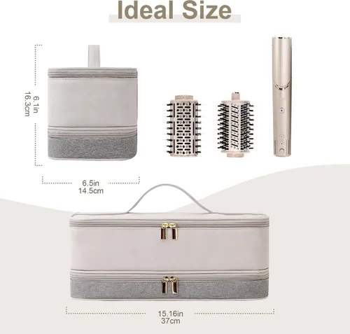Vista 5 de BAGCRAZY - Funda de viaje para Shark FlexStyle y Dyson Airwrap, gris y beige Gris y Beige 2