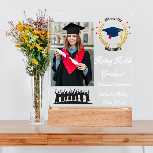 Vista 3 de Placa acrílica personalizada con foto de graduado, placa de graduación con foto personalizada, regalos de graduación personalizados para ella