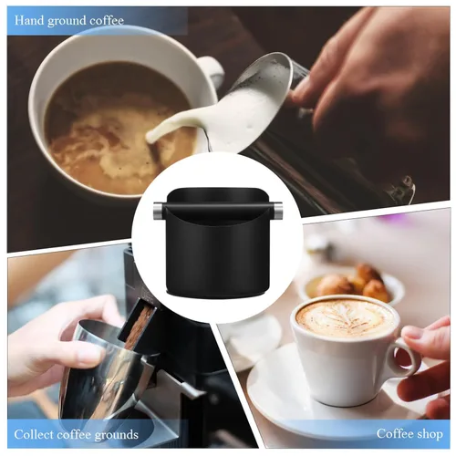 Vista 4 de Alipis Caja de café de acero inoxidable para café expreso, contenedor de posos de café, accesorios para máquina de café expreso con cepillo