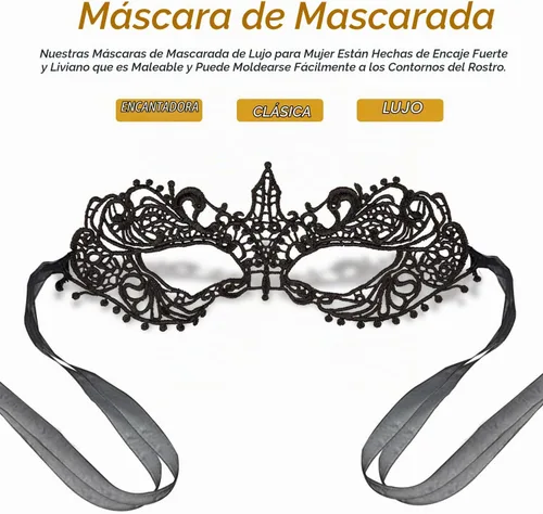 Vista 3 de Masquerade Mask for Women Lace Masks for Venetian Party Costume Halloween Carnival