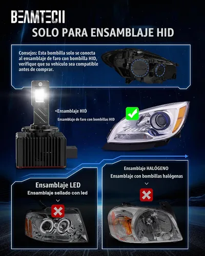 Vista 5 de BEAMTECH Bombilla D1S/D1R, 28000 lúmenes, 80 W, tamaño 1:1, 6500 K, niebla