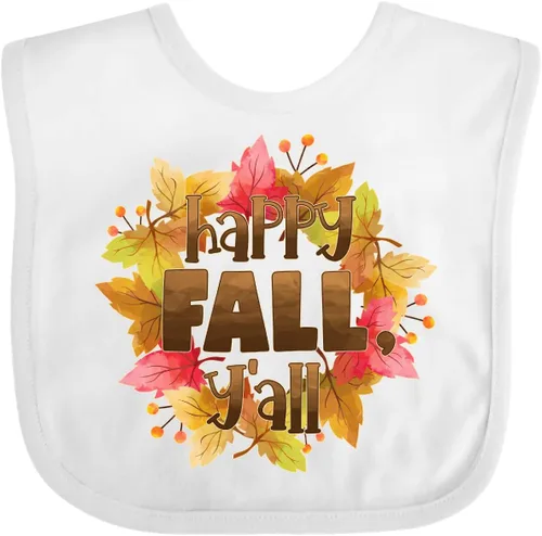 Vista 23 de inktastic Happy Fall, Y'all Fall Leaves Wreath Baby Bib