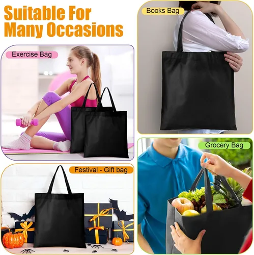 Vista 2 de Woanger 100 bolsas a granel de 15 x 16 pulgadas, bolsas de lona reutilizables de tela con asas