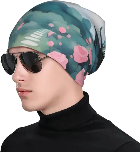 Vista 4 de Pretty Rose Garden Warm and Breathable Men's and Women's Universal Versatile Brimless Hat, for Daily Home and Outdoor Activities Clothing Accessories