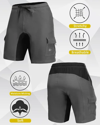 Vista 2 de Dizoboee Pantalones cortos de ciclismo acolchados para niños, pantalones cortos de ciclismo de montaña con relleno, ajuste holgado