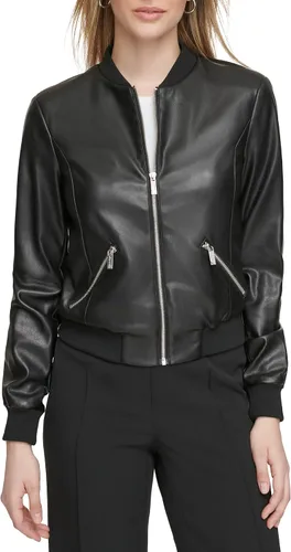 Vista 2 de Calvin Klein Chaqueta bomber con cremallera frontal para mujer