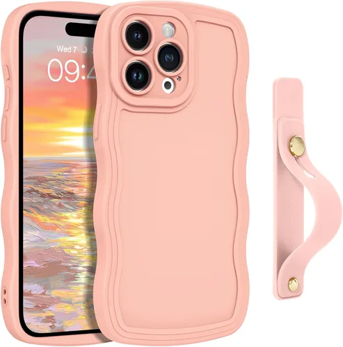 Vista 38 de GUAGUA Funda para iPhone SE 2022/2020, Funda para Teléfono iPhone 7/8 Diseño Lindo de Forma de Onda Rizada TPU Suave con Correa de Muñeca Soporte