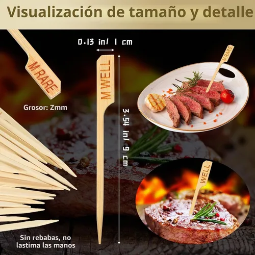 Vista 2 de Soaoo - 500 marcadores de temperatura de madera de bambú surtidos de 3.5