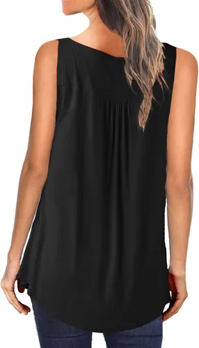 Vista 3 de Ulovmi Camiseta sin mangas de talla grande para mujer, túnica sin mangas, para llevar con leggings