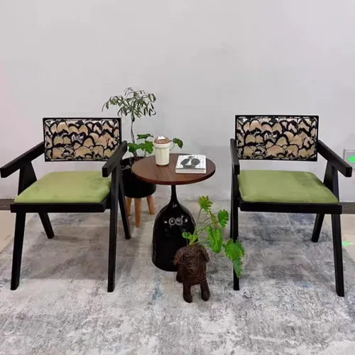 Vista 8 de YVYKFZD Juego de sillas de comedor de madera maciza, sillas de cocina sin brazos, silla de comedor tapizada con respaldo, sillón de terciopelo