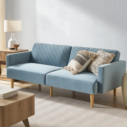 Vista 18 de mopio Sofá cama futón de 76.4 pulgadas, sofá biplaza, sofá cama, sofá futón moderno de mediados de siglo, sofá cámara, sofás para sala de estar