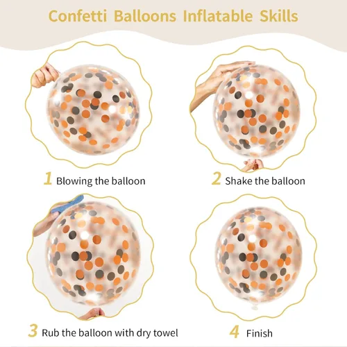 Vista 5 de Kit de arco de 161 globos de color negro, blanco y naranja, con 3 globos de papel de aluminio en explosión de estrellas para cumpleaños, graduación