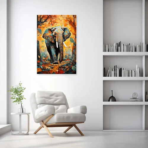 Vista 2 de ARTZGX Lienzo abstracto de elefante para pared, pintura de elefante colorido y elefante bebé, marco decorativo de vida silvestre africana