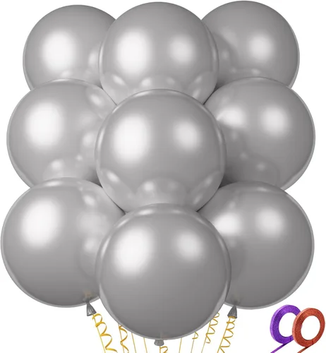 Vista 27 de 120 unidades de 5 pulgadas de globos plateados metálicos, globos de látex plateados metálicos cromados, globos mini pequeños para decoraciones