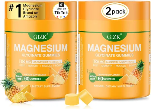 Vista 10 de Gomitas de glicinato de magnesio de 500 mg - Gomitas de magnesio sin azúcar para dormir, estrés, apoyo muscular y nervioso - para adultos y niños