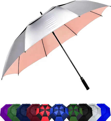 Vista 19 de Paraguas de golf extragrande de 62, 68 y 72 pulgadas, con doble dosel ventilado, resistente al viento, impermeable, de apertura automática