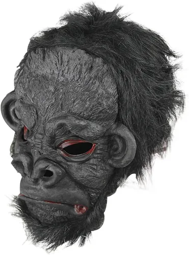 Vista 4 de MioCloth Máscara de cabeza de animal para fiesta de disfraces de Halloween, diseño de monstruo gorila enojado