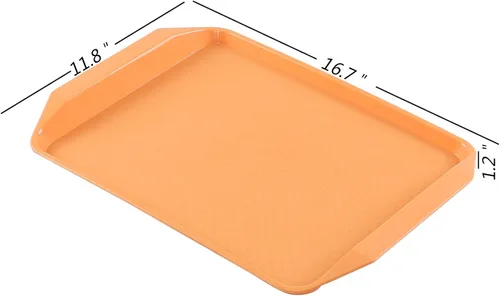Vista 2 de Bandejas plásticas para servir comida rápida, 6 paquetes de bandejas coloreadas de la cafetería