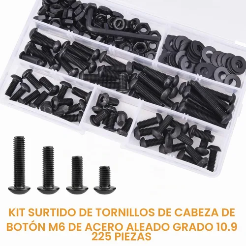 Vista 7 de VIGRUE Juego de 225 tornillos hexagonales M6 x 12/14/16/20/25/1.181 in, tornillos hexagonales, tuercas, arandela surtido, acero de aleación de grado