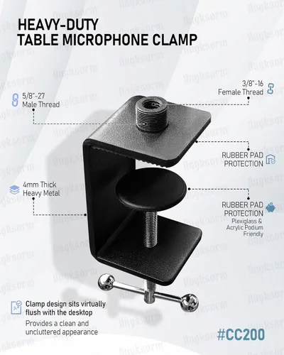 Vista 5 de Soportes de abrazadera en C para micrófono de mesa de alta resistencia y tubo de extensión de brazo de cuello de cisne flexible de 6 pulgadas