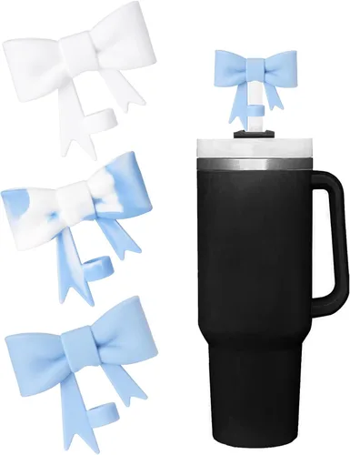 Vista 15 de Juego de 4 fundas de popote con diseño de estrella compatibles con vasos Stanley de 30 y 40 onzas, reutilizables, bonitas puntas de popote