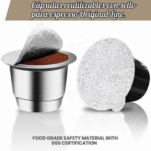 Vista 2 de CAPMESSO Tapas de aluminio para Nespresso OriginalLine, 120 sellos