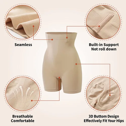 Vista 4 de AMRIY Fajas moldeadoras para mujer, control de abdomen, cintura alta, moldeadoras de cuerpo, pantalones cortos con levantamiento de glúteos, faja