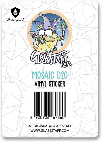 Vista 3 de Glassstaff - Calcomanías holográficas de mosaico d20 DND - Calcomanías divertidas de Calabozos y Dragones para hombres y mujeres - Calcomanías