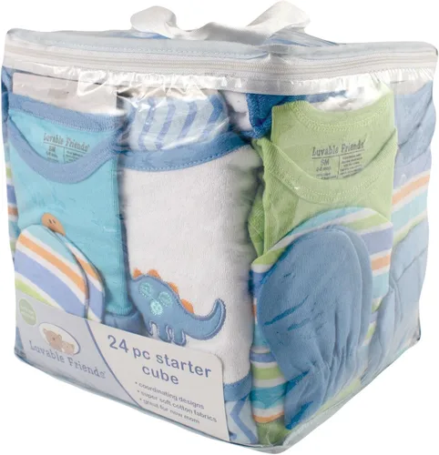 Vista 2 de Luvable Friends Cubo de regalo unisex para bebé Dino azul