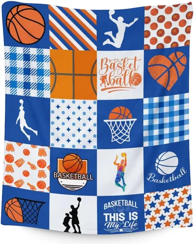 Vista 24 de Mantas de baloncesto – Manta suave y mullida para niños – Manta pequeña de 30 x 40 pulgadas para sala de estar y oficina – Manta deportiva negra
