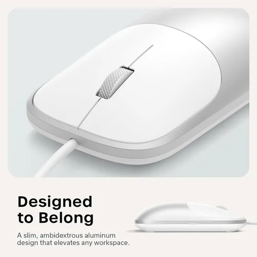 Vista 7 de Satechi Ratón delgado LX con cable, diseño USB-C de aluminio, color Plateado