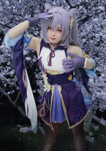 Vista 7 de DAZCOS Disfraz de cosplay Keqing para mujer para Halloween