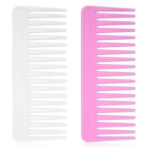 Vista 21 de Patelai Peine de dientes anchos, peine desenredante grande para cabello rizado, húmedo y seco, sin mango, accesorios desenredantes (ámbar)