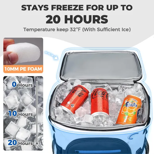 Vista 2 de Heytrip Backpack Cooler Insulated Waterproof Leakproof Lunch Bag 36/54 Cans Blanco