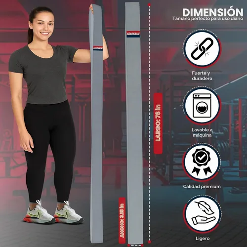 Vista 2 de 76-Inch Extended-Length Resistance Bands – Heavy-Duty Black Fabric Workout Bands for Strength, Mobility, Stretching & Full-Body Training – Durable