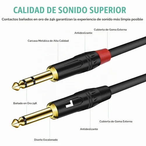 Vista 6 de 1.6 pies 1 paquete de 1/4 pulgadas TRS estéreo Y Splitter Cable de inserción, chapado en oro, serie Audiowave de 0.250 in macho a doble 0.250 in TS