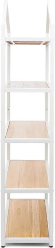 Vista 8 de Displays2go Estantería con marco de hierro con 5 niveles de madera de paulownia, espalda abierta - natural (SMCASA5T)