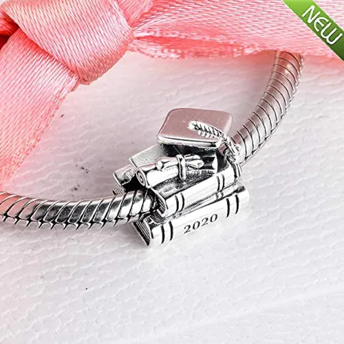 Vista 5 de Cuenta de libro de graduación 2020 2020 2025 de plata 925 para pulseras Pandora originales, joyería de moda, Cuero
