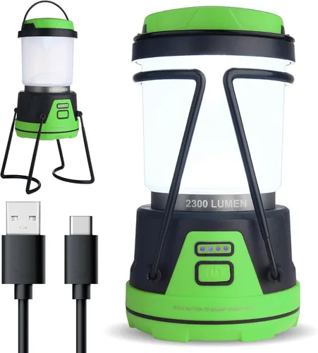Vista 10 de Linterna LED para campamento recargable, 1800 lúmenes, 4 modos de luz, banco de energía de 4400 mAh, impermeable IP44, linterna perfecta