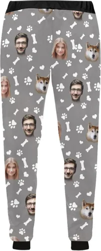 Vista 5 de Pantalones deportivos personalizados para hombre con foto de cara familiar, pantalones deportivos personalizados con imagen de perro para mascotas