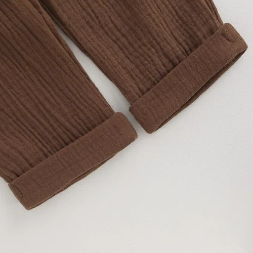 Vista 6 de Thorn Tree Conjunto de ropa de 2 piezas para niños y niñas, camisa de manga larga con botones y cintura elástica, 2 piezas