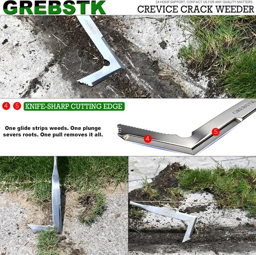 Vista 5 de GREBSTK - Herramienta ligera y afilada de acero inoxidable Razor-Sharp Rust-Resistant L-Shaped Blade, Comfortable Non-Slip Handle, for Patio