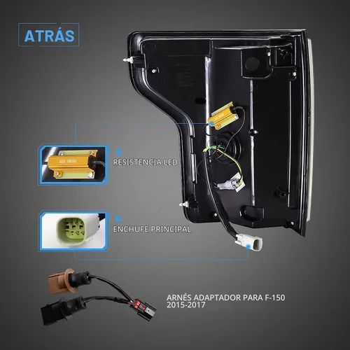 Vista 3 de VLAND luces traseras LED con barra DRL LED Señal roja-transparente