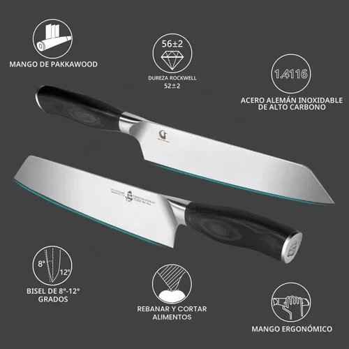 Vista 6 de TUO Kirisuke Cuchillo de cocina de 8.5 pulgadas, cuchillo de cocina ultra afilado, acero inoxidable alemán de alto carbono, mango ergonómico
