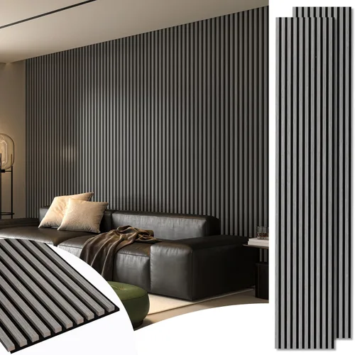 Vista 15 de Art3d Paquete de 2 paneles acústicos de madera de 48 x 24 pulgadas para pared, paneles de listones de madera insonorizados para pared y techo