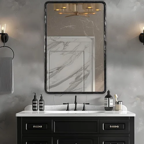Vista 19 de ANDY STAR Espejos de Baño Negros Forjados a Mano para Pared, 22 x 30 Pulgadas Marco de Metal de Acero Sólido Vintage Espejo de Tocador de Baño
