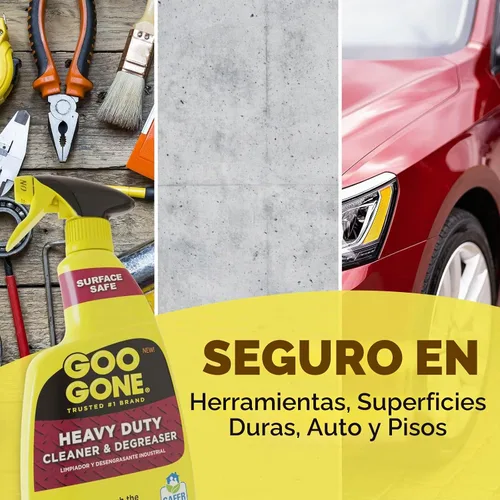 Vista 4 de Goo Gone Spray limpiador y desengrasante resistente con toalla de limpieza de microfibra, corta a través de grasa, aceite y mugre resistentes, 32