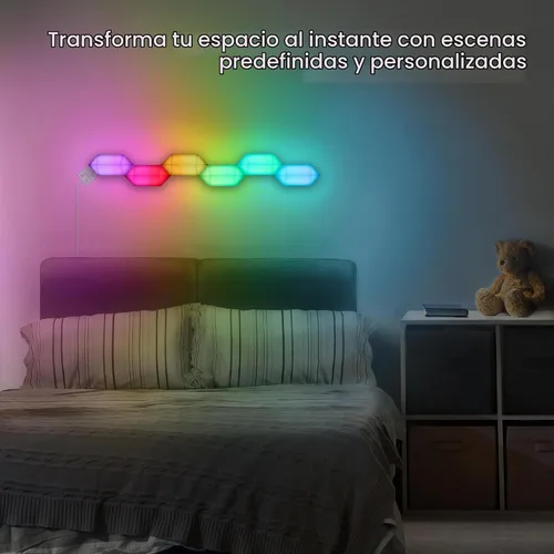 Vista 9 de Feit Electric Luces LED Inteligentes Hexagonales de Azulejos, 7" Cada Una, Conectables, Persecución de Color RGBW, WiFi de 2.4GHZ Habilitado